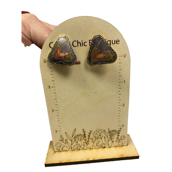 3 pair Vintage Metallic Enamel and Gold tone Black 1980’s Clip on Earrings, Unic - Picture 2 of 5